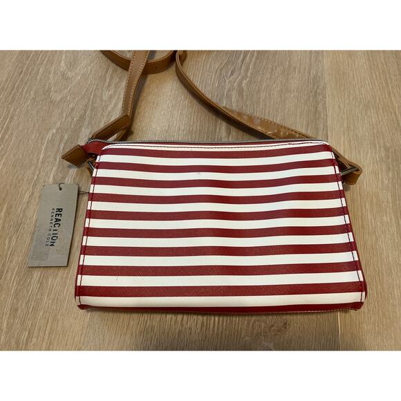 Kenneth Cole Reaction red & White Striped Bow Crossbody Purse 9x6" - Picture 3 of 4